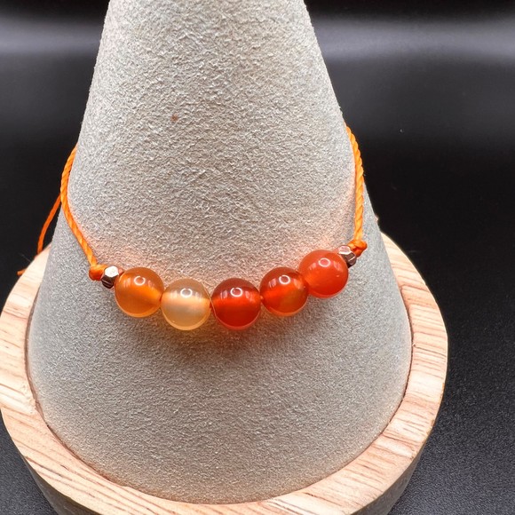KC Gems Co. Natural Carnelian Slide Bracelet - July Birthstone - Picture 2 of 5